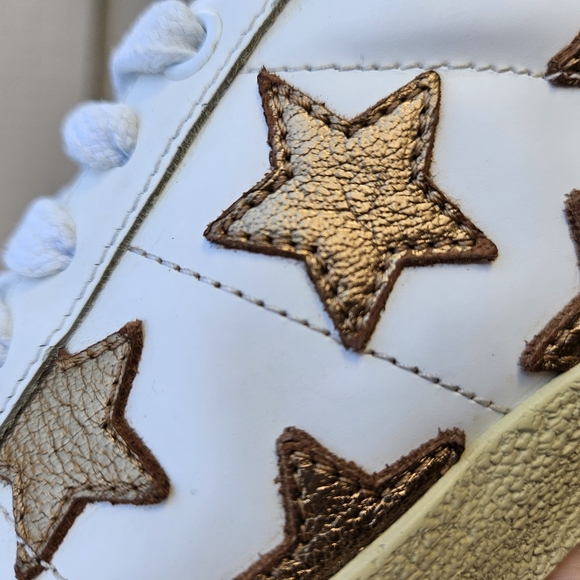 Saint Laurent Paris White/Gold Leather Star Alpha Low Top Sneakers Size 38 - Picture 4 of 10